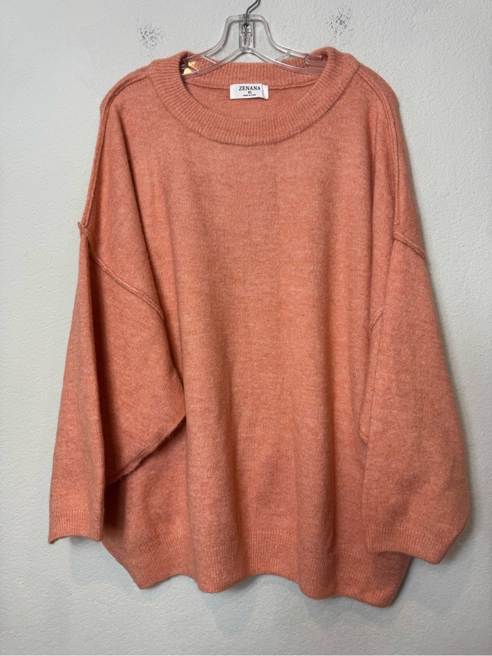 Zenana Outfitters Oversized Crewneck Sweater - Coral Pink Peach Women’s size XL